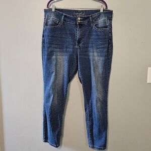 Skinny Ankle Denim Jeans in Deep Blue